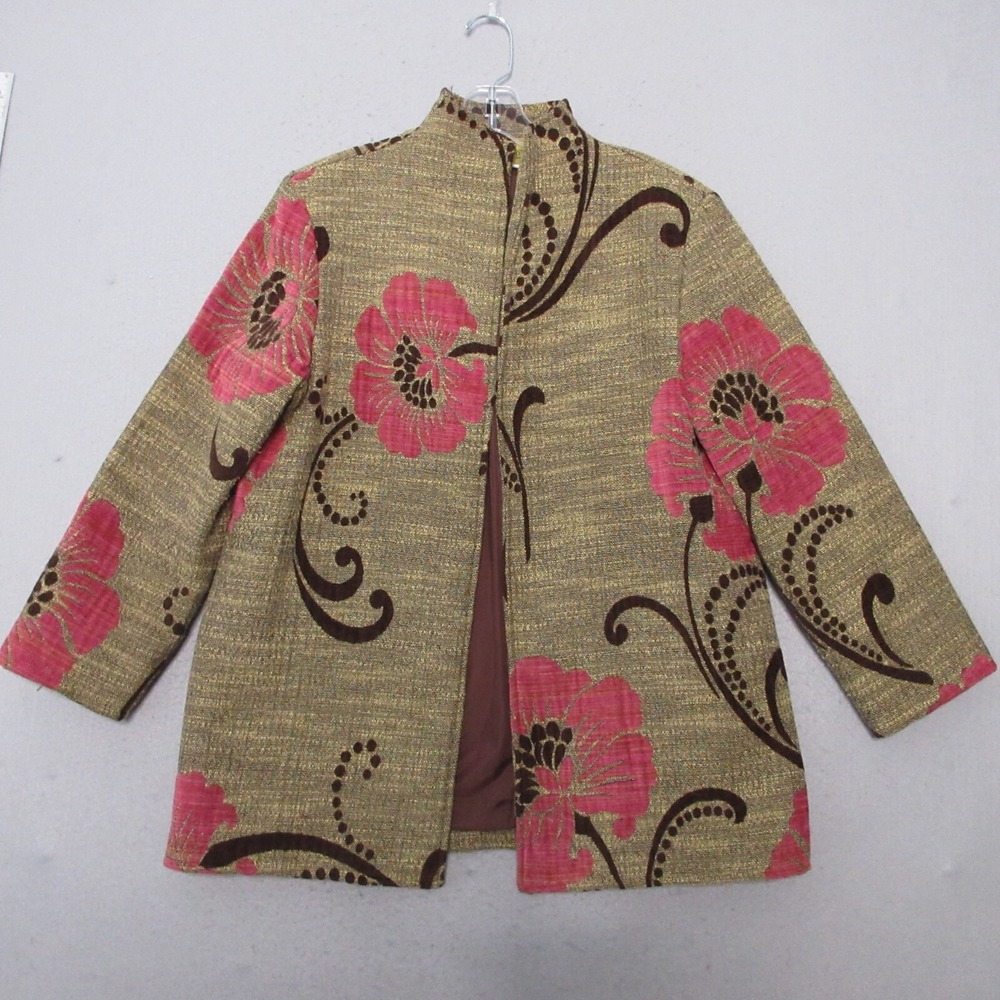 Vintage Painted Pony Jacket Large‎ Floral Art to Wear Lagenlook Open Front USA